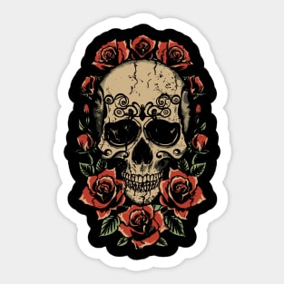 skull and roses Sticker